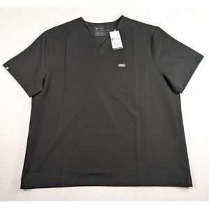 FIGS Leon‎ 3 Pocket Scrub Top Black Technical Collection Men's XXL